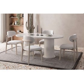 Resim Cipollino Modern Yemek Masası Takımı 6 Sandalye Mermer 