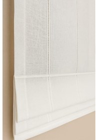 Resim Katlamalı Tül Perde Beyaz Keten Kenarı Şeritli Mekanizmalı Perde Beyaz 