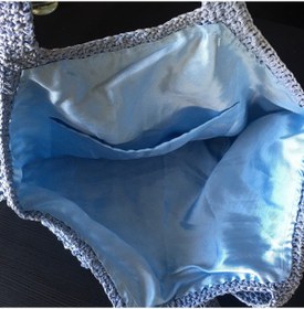 Resim boragarage Kağıt Astarlı Omuz Askılı El Örgüsü Plaj ,gündelik Omuz Çanta Handmade Mavi 22301 