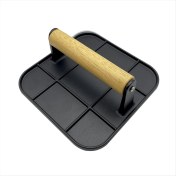 Resim Empoorlium Ahşap Saplı Et Presi 6 Inç Kare Burger Presi Alüminyum Hamburger Parçalama Aleti Izgara ve Sac Tavada Pişirme Için Kullanılır (Yurt Dışından) 