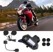 Resim BT31 Motosiklet Bluetooth Kulaklık Motosiklet Kask Bluetooth Radyo Interkom Su Geçirmez Gürültü Önleyici Kulaklık El Feneri Ile 