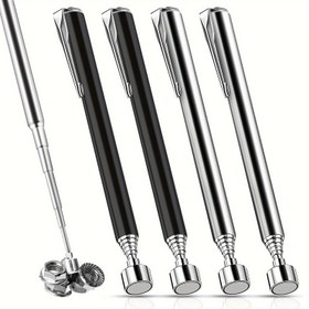 Resim 4'lü Set Teleskopik Manyetik Kaldırıcılar, Ayarlanabilir Manyetik Teleskopik Çubuk Uzunluğu 12.5 ila 65cm, Manyetik Yük 453.59 g'ye kadar, Küçük Metal Parçaları Toplama için Manyetik Çubuk 