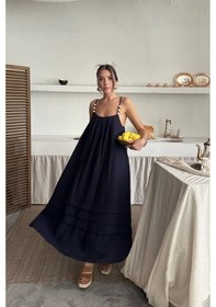 Resim Defymoda Lacivert Askılı Müslin Elbise Lacivert 