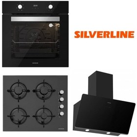 Resim Silverline BO6502B01 - CS5349B01 - 3457 SOHO Siyah Cam Ankastre Set 