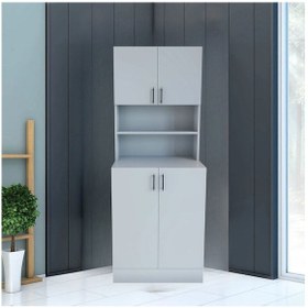 Resim Moda Kapaklı Çamaşır Makinesi Dolabı, Banyo Dolabı, Çok Amaçlı Dolap Beyaz 