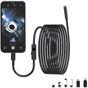 Resim Youtek Endoskop Endüstriyel Tek Lens 5m Sert Kablolu 2mp Hd Ip67 Su Geçirmez 8 Led Type-c/micro/lightning Bağlantı Siyah 