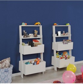 Resim Pasifichome Only Oyuncak Montessori Beyaz Kitaplık Çiftli 