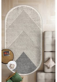 Resim West Home Makinede Yıkanabilir Kaymaz Taban Leke Tutmaz Oval Salon Halısı Mutfak Halısı Ve Yolluk Wh 586 Beige Oval 
