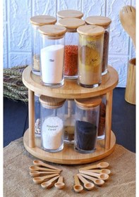 Resim Atbyhome 37 Parça Döner Standlı Baharatlık Seti - 12 Adet Baharatlık Takımı - Kaşıklı - 65 Adet Etiket Hediyeli 