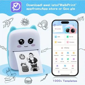 Resim Lunaev Taşınabilir Yazıcı, Mini Cep Kablosuz Termal Yazıcı Android İos Uyumlu Akıllı Telefonlar İçin Uygun, 
