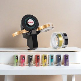 Resim MoTex E101 dymo 12965 Çok Renkli Kendin Yap Yazıcı Etiket Makinesi için Yedek Parça ile Hediye Kutusunda 3D Manuel Kabartma ve Oyma Makinası, 2 Ücretsiz Bantla Birlikte Gelir 