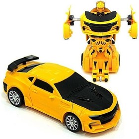Resim Tek Tuşla Robota Dönüşen Bumblebee Çek Bırak Oyuncak Araba 