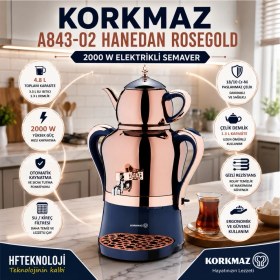 Resim Korkmaz Hanedan Rosegold 2000 W Elektrikli Semaver 