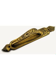 Resim Antika Tarz Dekoratif Pirinç Kubbeli Çekme Kapı Kolu - 396x68 Mm, Antik 