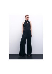 Resim Sateen Kolsuz Parlak Tulum - Siyah-135878 Siyah 