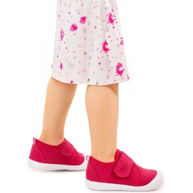 Resim Kiko Kids Daffy Cırtlı Kız Bebek Panduf Ayakkabı Fuşya Renkli Tekstil Materyal ile Konforlu 