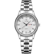 Resim Hanyang Gümüş Beyaz Tevıse Lüks Altın Kadın Izle Hafta Gün Tarih Bilezik Saatler Bayanlar Su Geçirmez Moda Kuvars Çelik Bilek Saatler Montre Femme (Yurt Dışından) 