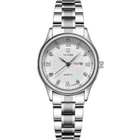 Resim Hanyang Gümüş Beyaz Tevıse Lüks Altın Kadın Izle Hafta Gün Tarih Bilezik Saatler Bayanlar Su Geçirmez Moda Kuvars Çelik Bilek Saatler Montre Femme (Yurt Dışından) 