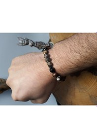 Resim Jtaw24dob1359 Janti Erkek Bileklik Jasper Ve Tibet Akik Doğaltaş 8 Mm Asansör Kapama Örme Kutulu Garantili Çok Renkli 