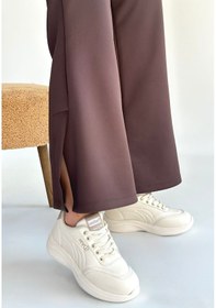 Resim Yejja Bej Cilt Bağcıklı Spor Ayakkabı Bej 