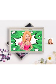 Resim Bk Gift Kişiye Özel Kadın Karikatürlü 1000 Parça Profesyonel Puzzle-49 