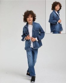 Resim Çocuk Kalın Çıt Çıt Düğmeli Cep Detaylı Kot Ceket-14161 Mavi 