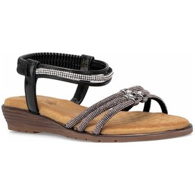 Resim Guja 25y174 Kadın Taşlı Düz Sandalet Siyah Siyah 