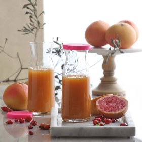 Resim Lav Fonte Cam Karaf Tekli 0,7 L Pembe Silikon Kapaklı (Sürahi ) 