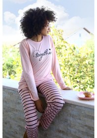 Resim Akbeniz Kadın Penye Uzun Kol Pijama Takım 4190 - 2xl Pembe 
