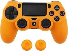 Resim ZOMTOP PS4 Kılıf Denetleyici için Yumuşak Silikon Koruyucu Kılıf Kapak Dualshock 4 için Playstation 4 Oyun Kumandası Kapakları Oyun Kumandası Kılıfları + 12 Başparmak Tutacağı (Turuncu) 