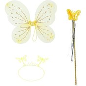 Resim Sarı Kelebek Erkek-kız Seti 50 Cm Kelebek Kanadı, Taç Ve Asa 1 