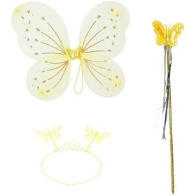 Resim Sarı Kelebek Erkek-kız Seti 50 Cm Kelebek Kanadı, Taç Ve Asa 1 