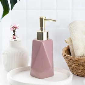 Resim Porsima 3203 Seramik Sıvı Sabunluk - Tezgah Üstü Banyo Mutfak Lavabo Sabunluğu - 250 cc Pudra 