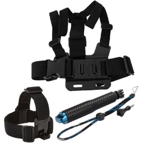 Resim Gplus Kafa Bandı Göğüs Kemerli 50 Cm Monopod 4 Parça Aksesuar Seti 