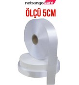 Resim Netsan Etiket 5cm Beyaz Saten Kumaş 200mt Hafif Yıkamaya Uygundur 