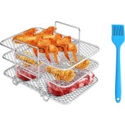 Resim Ninja Çift Hava Fritözü Için Hava Fritöz Rafı 304 Paslanmaz Çelik Çok Katmanlı Dehidratör Raf Tost Rafı (Yurt Dışından) 