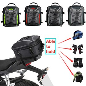 Resim Büyük Kapasiteli Su Geçirmez Motosiklet Sırt Çantası ile Kask Tutucu - Dayanıklı Suni Deri, Seyahat ve Toplu Taşıma için İdeal, Motosiklet Ekipman Çantası | Kask Depolama Çantası | Dayanıklı Sırt Çantası 