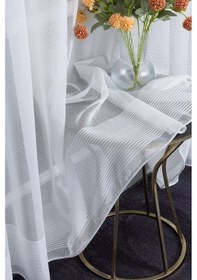 Resim Nevra 1/2 Orta Pileli Çelik Düz Desen Ütü İstemez Kırışmaz Yeni Sezon Salon Oda Tül Perdesi Ekru 