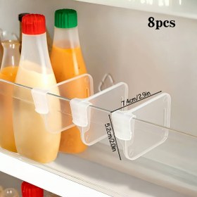 Resim 8 Adet Buzdolabı Kapısı Düzenleyicileri - Kalın Şeffaf Plastik Ayarlanabilir Raflar, 2.9”H x 7.1”W Yer Tasarruflu Depolama Bölücüler, Mutfak & Yemek Aksesuarları, Buzdolabı Organizatörleri ve Saklama, Özelleştirilebilir Raf, Dayanıklı Organizatör, Minimalist Tasarım, Sağlam Yapı, Ev Aşçıları İçin 