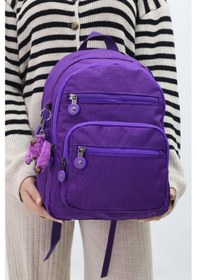 Resim Sevimli Peluş Figürlü Günlük Kadın Sırt Çantası Şık, Kullanışlı, Okula Ve Seyahate Uygun Mor 
