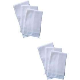 Resim 6 lı El Cep Yaka Kumaş Mendil 36x36 Cm %100 Pamuklu TM Beyaz 