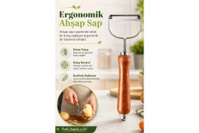Resim Eco Lounge Ergonomik Ahşap Saplı Metal Meyve Sebze Soyacağı Tek Başlıklı Pratik Soyacak 