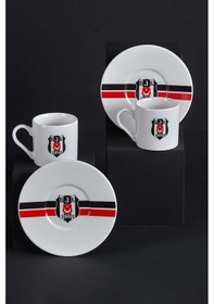 Resim Neva N3423 Beşiktaş Lisanslı Çizgili 2'li Kahve Fincan Takımı-Bjk 