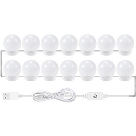 Resim Yaozixia 14 Adet Led Makyaj Aynası Işıkları 3 Renk Modu Tuvalet Aynası Işıkları Usb Kablolu Banyo Aynası Işığı Led Şerit Işıkları 