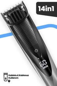 Resim GoldMaster Drive Led Ekranlı Islak Kuru Ipx7 Taşıma Çanta Hediyeli 15 In 1 Full Standlı Erkek Bakım Seti Kiti 