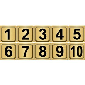 Resim Metal Kapı,masa,dolap Numarası 15cmX15cm 10 Adet (1..10) Altın Renk Metal 