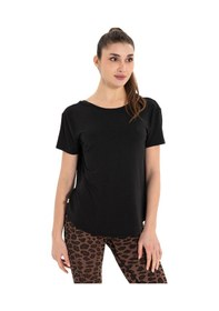 Resim Inguz Sırt Detay Modal Yoga T-shirt SIYAH 