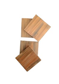 Resim El Yapımı Eskitme Ahşap 4'lü Bardak Altlığı Seti Kahverengi 