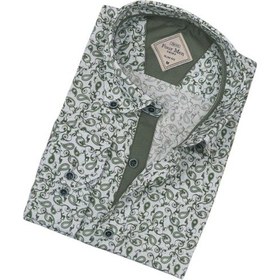 Resim Pamuklu Haki Uzun Kollu Erkek Gömlek Slim Fit Kalıp -9763 Haki 
