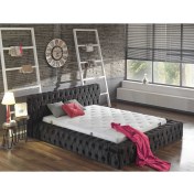 Resim Niva Baza Çift Kişilik Baza Başlık Set Havuzlu Sandıksız Black Pearl Renk Siyah 